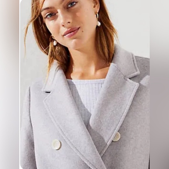 Loft women’s  Double Breasted light Grey winter Coat size small - Picture 2 of 9